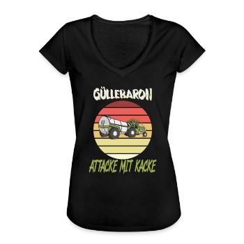 Landwirt lustiges Gülle - Frauen Vintage T-Shirt - Schwarz - Vorne - Danielle (179cm)