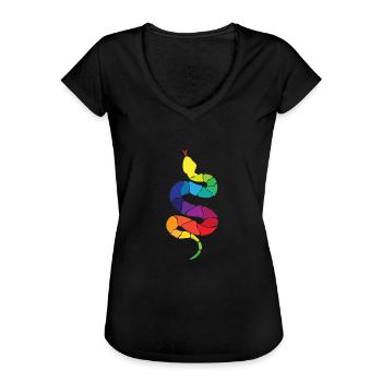 Schlange - Frauen Vintage T-Shirt - Schwarz - Vorne - Danielle (179cm)