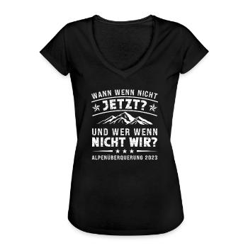 Alpenüberquerung 2023 Spruch Für Alpenüberquerer - Frauen Vintage T-Shirt - Schwarz - Vorne - Danielle (179cm)