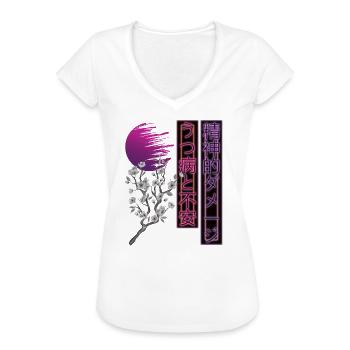 Ästhetik Vaporwave Japan Retro Streetwear - Frauen Vintage T-Shirt - Schwarz - Vorne - Danielle (179cm)