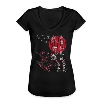Japon Vintage Art Japonais Streetwear - T-shirt vintage Femme - noir - Devant - Danielle (179cm)