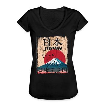 Japan japanisch - Land der aufgehenden Sonne - Frauen Vintage T-Shirt - Schwarz - Vorne - Danielle (179cm)