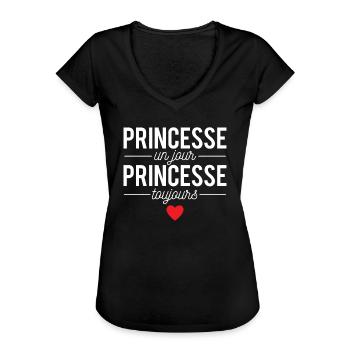 Princesse Un Jour Princesse Toujours Femme Humour - T-shirt vintage Femme - noir - Devant