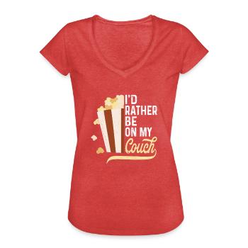 I'd rather be on my Couch Chiller Couch Potato - Women's Vintage T-Shirt - heather red - Front - Danielle (179cm)