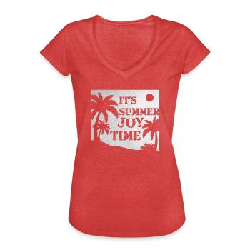 Its Summer Joy Time Beach Sun Warm - Women's Vintage T-Shirt - heather red - Front - Danielle (179cm)