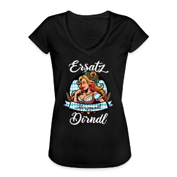 Bayerisches Volksfest Dirndl lustiger Spruch - Frauen Vintage T-Shirt - Schwarz - Vorne - Danielle (179cm)