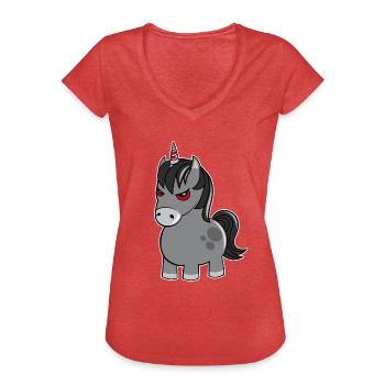 Evil Angry Unicorn Unicorn Funny Gift - Women's Vintage T-Shirt - heather red - Front - Danielle (179cm)