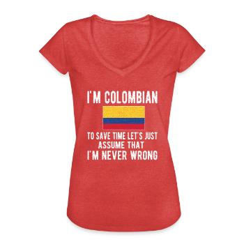 Kolumbianer Kolumbien Kolumbianische Flagge - Frauen Vintage T-Shirt - Rot meliert - Vorne - Danielle (179cm)