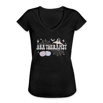 ABA Thérapeute Appliqué Comportement Analyste Halloween - T-shirt vintage Femme - noir - Devant - Danielle (179cm)