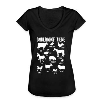 Bauernhof Tiere Farm Tiere Mit Namen Geschenk - Frauen Vintage T-Shirt - Schwarz - Vorne - Danielle (179cm)