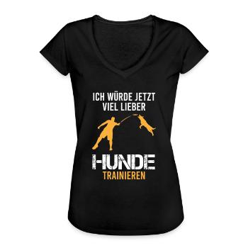 Hundetraining Hundetrainer Spruch Lustig Geschenk - Frauen Vintage T-Shirt - Schwarz - Vorne - Danielle (179cm)