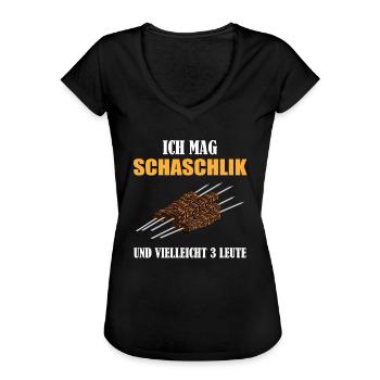 Schaschlik Introvertiert Humor Statement Geschenk - Frauen Vintage T-Shirt - Schwarz - Vorne - Danielle (179cm)