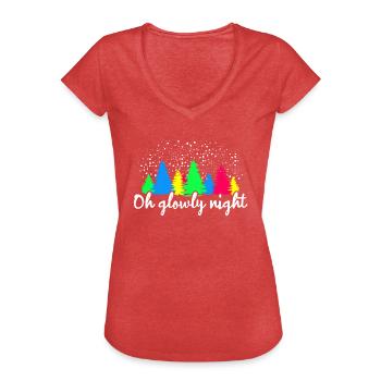 Colorful Fir Forest Glowly Night Art - Women's Vintage T-Shirt - heather red - Front - Danielle (179cm)