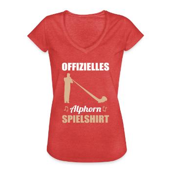 Gift - Official Alphorn Playing Shirt - Women's Vintage T-Shirt - heather red - Front - Danielle (179cm)
