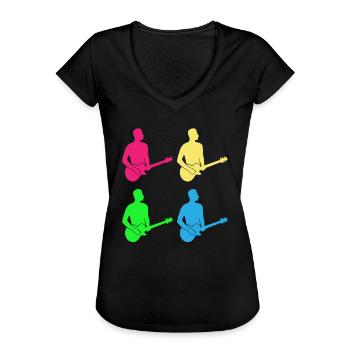 Chemise cadeau colorée Guitarists Harmony - T-shirt vintage Femme - noir - Devant - Danielle (179cm)