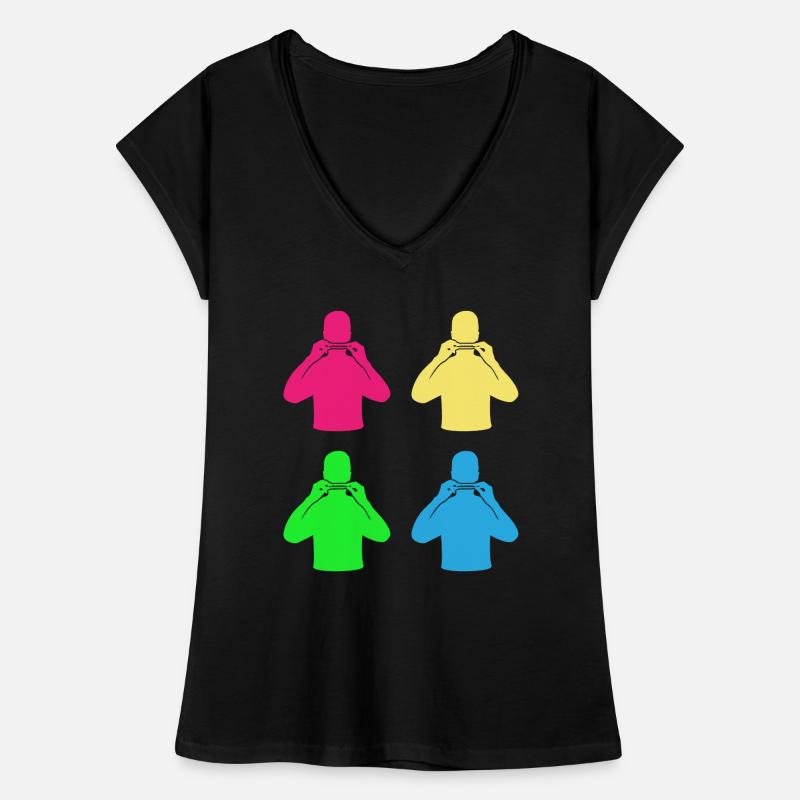 Silhouettes colorées de bande d’harmonica T-shirt vintage Femme