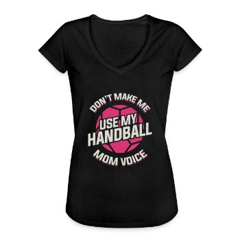 Handball Mama Handballer Mutter Geschenk - Frauen Vintage T-Shirt - Schwarz - Vorne - Danielle (179cm)