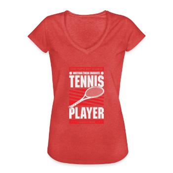 Tennis Papa Sport Joueur de tennis Père Cadeau - T-shirt vintage Femme - rouge chiné - Devant - Danielle (179cm)