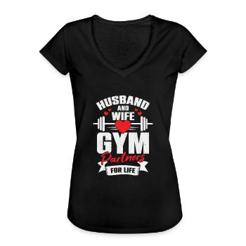 Man Woman Gym Fitness Bodybuilder Gift - Women's Vintage T-Shirt - black - Front - Danielle (179cm)