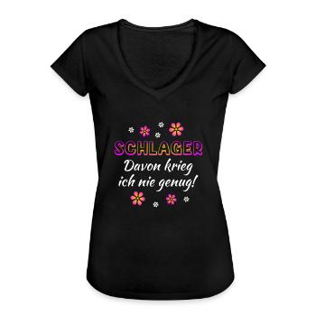 Schlager davon krieg ich nie genug - Frauen Vintage T-Shirt - Schwarz - Vorne - Danielle (179cm)