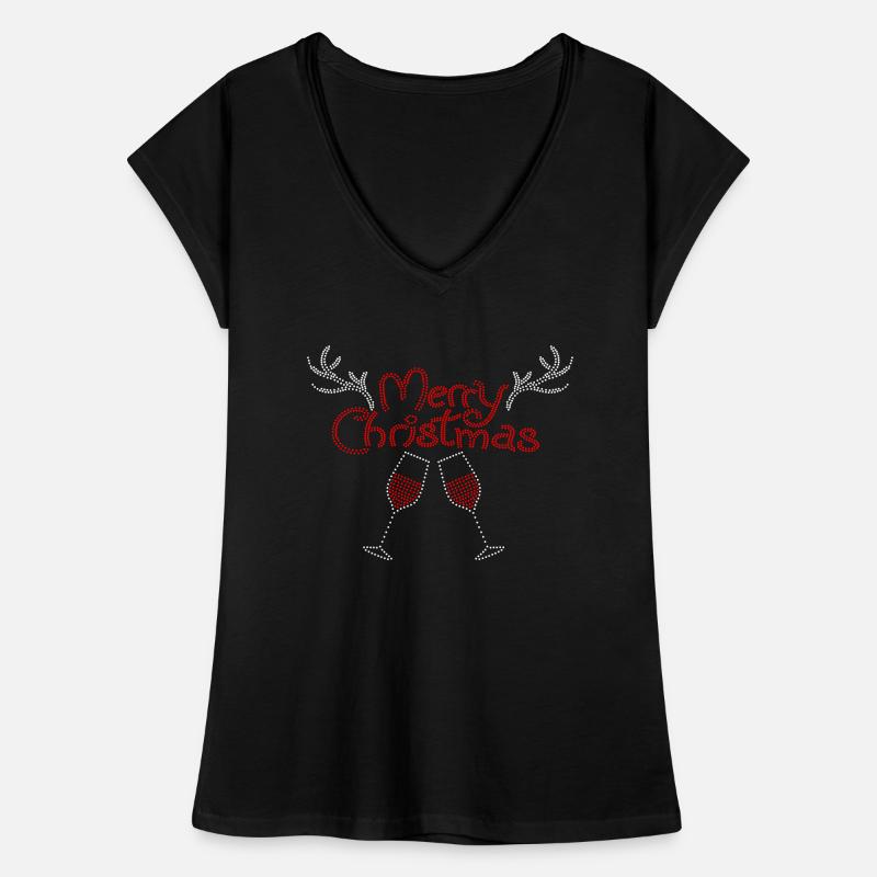 Strass Weihnachtsfeier einzigartiges Design Frauen Vintage T-Shirt
