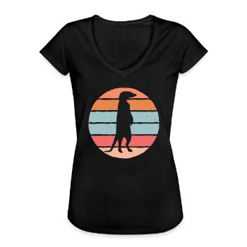 Erdmännchen - Frauen Vintage T-Shirt - Schwarz - Vorne