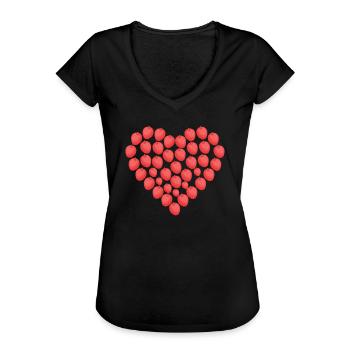 Litschi Herzform - Frauen Vintage T-Shirt - Schwarz - Vorne - Danielle (179cm)