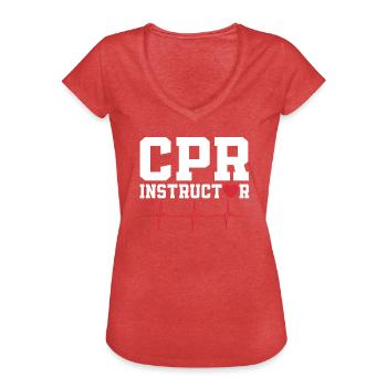 Instructeurs CPR - T-shirt vintage Femme - rouge chiné - Devant - Danielle (179cm)