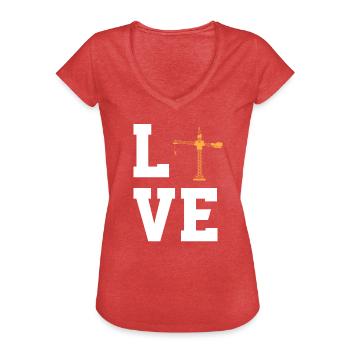 Liebe Kräne - Frauen Vintage T-Shirt - Rot meliert - Vorne - Danielle (179cm)