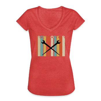 Travailleurs métallurgistes - T-shirt vintage Femme - rouge chiné - Devant - Danielle (179cm)