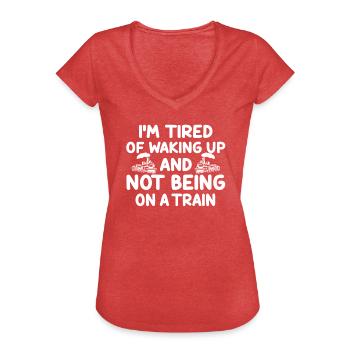 Train and Einsenbahn lovers - Women's Vintage T-Shirt - heather red - Front - Danielle (179cm)