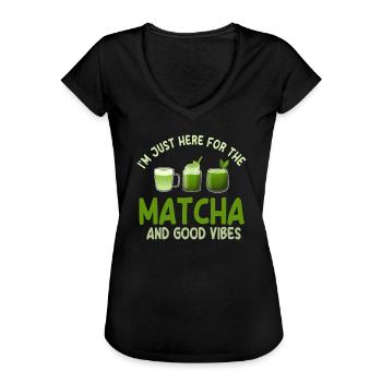 Matcha Latte - Frauen Vintage T-Shirt - Schwarz - Vorne