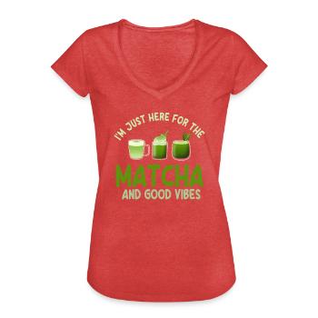 Matcha Latte - Frauen Vintage T-Shirt - Rot meliert - Vorne - Danielle (179cm)