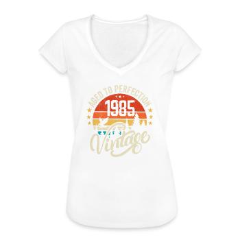 1985 Vintage - Cadeau d’anniversaire 1985 Rétro 1985 - T-shirt vintage Femme - noir - Devant - Danielle (179cm)