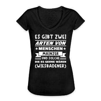 Mainz Wiesbaden Spruch - Frauen Vintage T-Shirt - Schwarz - Vorne - Danielle (179cm)