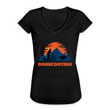 Dogscooting Bikejöring Zughundesport Design - Frauen Vintage T-Shirt - Schwarz - Vorne - Danielle (179cm)