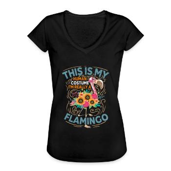 Flamingo Fasching - Frauen Vintage T-Shirt - Schwarz - Vorne