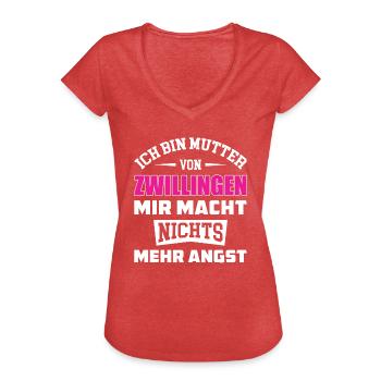 Zwillinge Mutter Spruch - Frauen Vintage T-Shirt - Rot meliert - Vorne - Danielle (179cm)