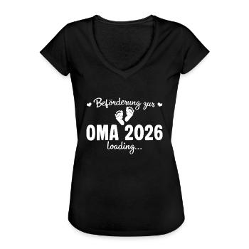 Beförderung zur Oma 2026 loading - Frauen Vintage T-Shirt - Schwarz - Vorne - Danielle (179cm)
