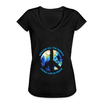 Imaginez toutes les personnes vivant en paix Design - T-shirt vintage Femme - noir - Devant - Danielle (179cm)