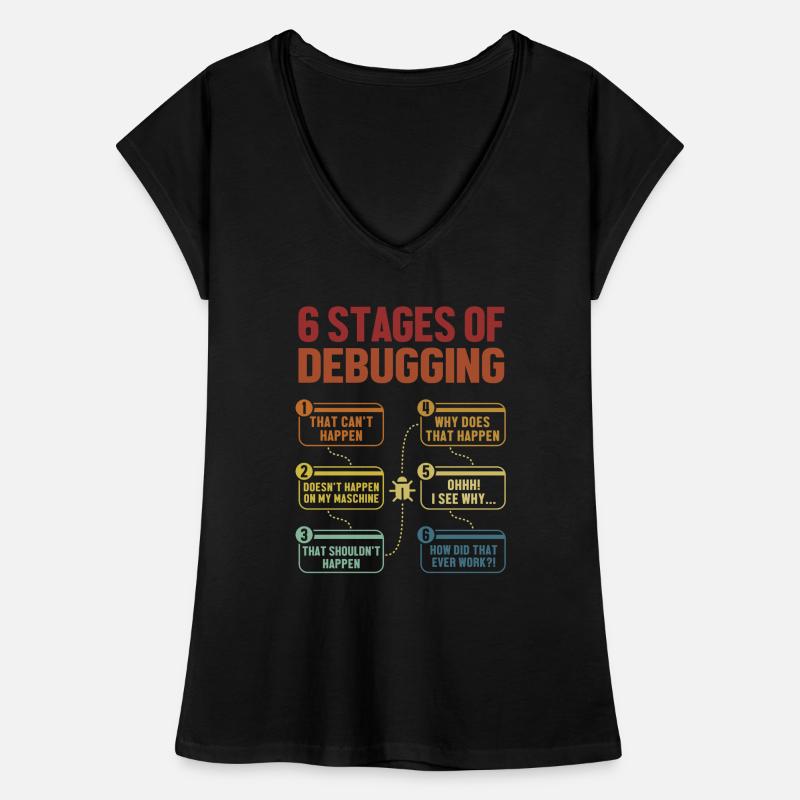 6 Stages of Debugging Softwareingenieur Coder Frauen Vintage T-Shirt