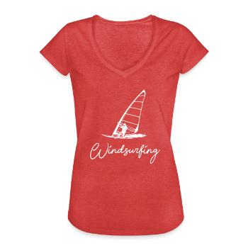 Windsurfing Silhouette Surfer Water Sports - Women's Vintage T-Shirt - heather red - Front - Danielle (179cm)