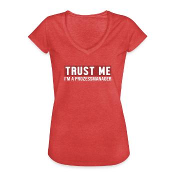 Crois-Moi, Je Suis Le Responsable Des Processus - T-shirt vintage Femme - rouge chiné - Devant - Danielle (179cm)