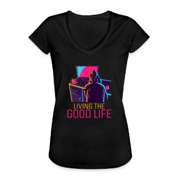 Living The Good Life Softwareingenieur Coder - Frauen Vintage T-Shirt - Schwarz - Vorne - Danielle (179cm)