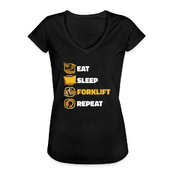 Eat Sleep Forklift Repeat Forklift Driver - Women's Vintage T-Shirt - black - Front - Danielle (179cm)