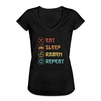 Eat Sleep Ramen Repeat Shoyu Bowl Miso Lover - Women's Vintage T-Shirt - black - Front - Danielle (179cm)
