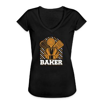 Baker Hobbybäcker Bäckerei Konditor Bäckermeister - Frauen Vintage T-Shirt - Schwarz - Vorne - Danielle (179cm)