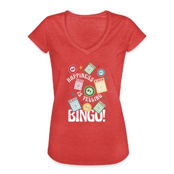 Happiness Is Yelling Bingo Caller Daubers - Women's Vintage T-Shirt - heather red - Front - Danielle (179cm)