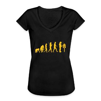 IMKER - Die Evolution - Imker Geschenk - Frauen Vintage T-Shirt - Schwarz - Vorne - Danielle (179cm)