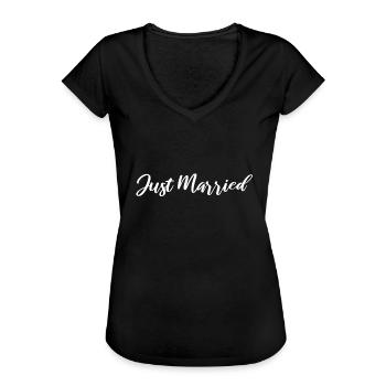 Just Married - Frauen Vintage T-Shirt - Schwarz - Vorne - Danielle (179cm)